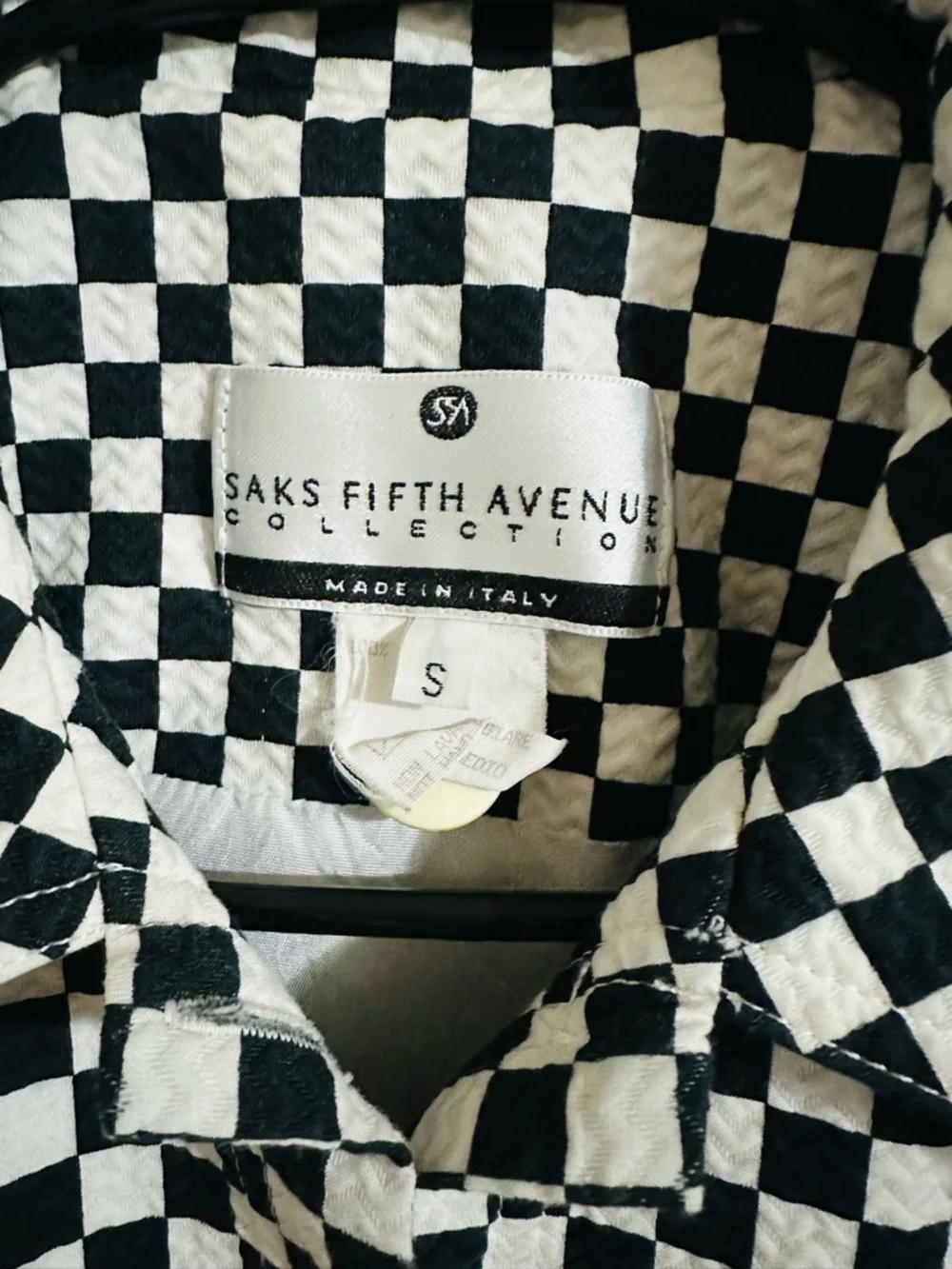 Saks Fifth Avenue Black & White Checkerboard Kids Raincoat - Picture 3 of 3